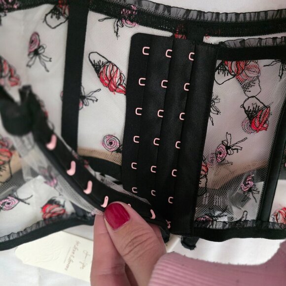 For Love & Lemons Black Floral Lace Corset Top Women’s M NWT - Picture 8 of 12